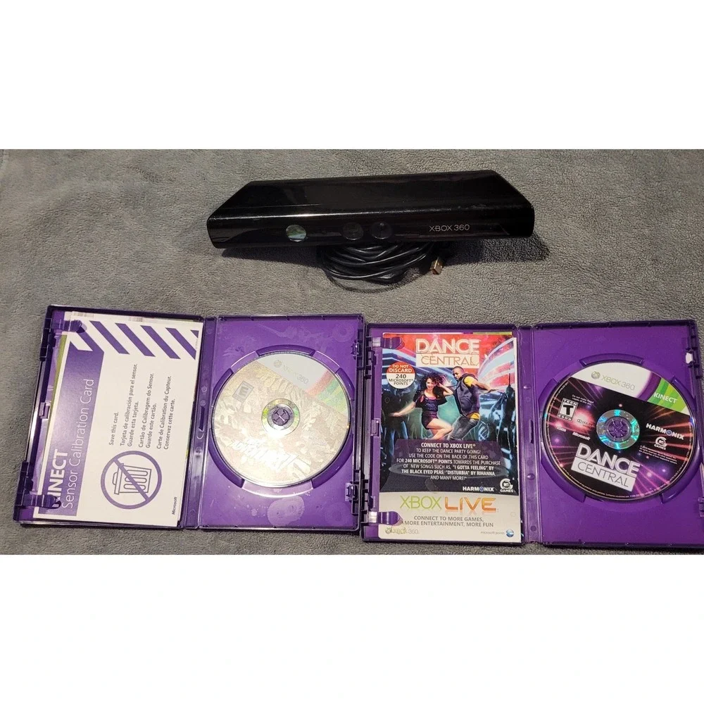 Xbox 360 Kinect Sensor With 2 Games Included Kinect Adventures &Dance Central